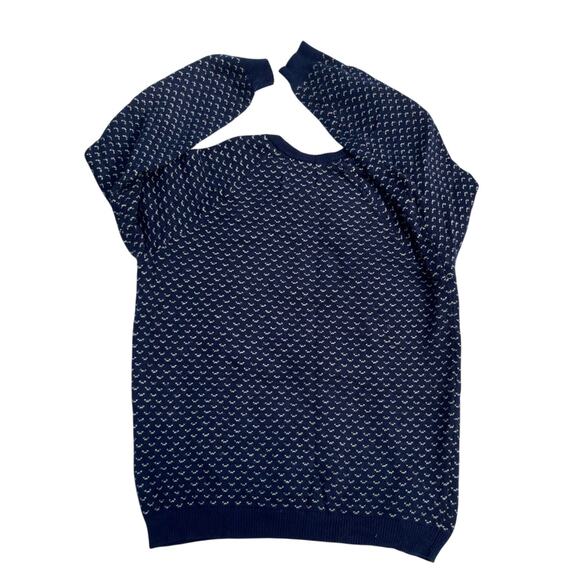 American Eagle Navy Knit Men’s Crewneck Sweater Blue White Pullover Sz Large - Picture 7 of 8